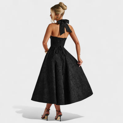 Effie – Robe Midi Texturée avec Décolleté Halter