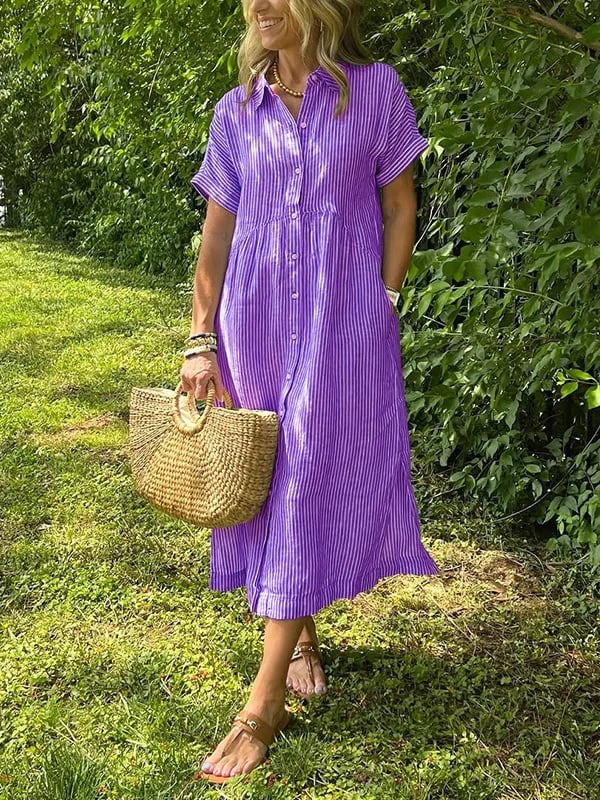 Malina | Robe chemise à rayures avec poches fonctionnelles