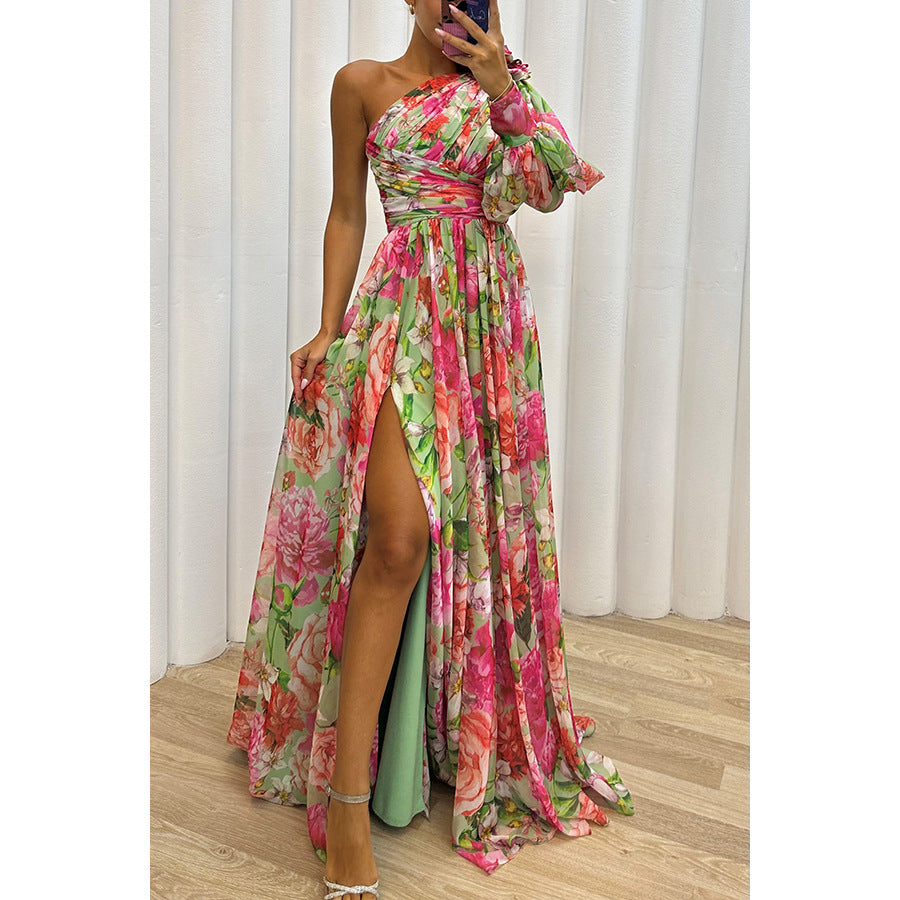 Nina | Robe maxi en georgette à une bretelle