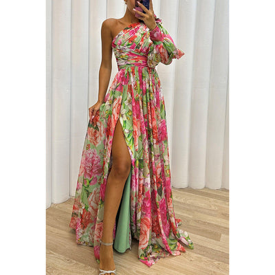 Nina | Robe maxi en georgette à une bretelle