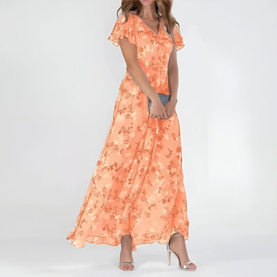 Rozalia | Élégant robe maxi à fleurs avec manches évasées