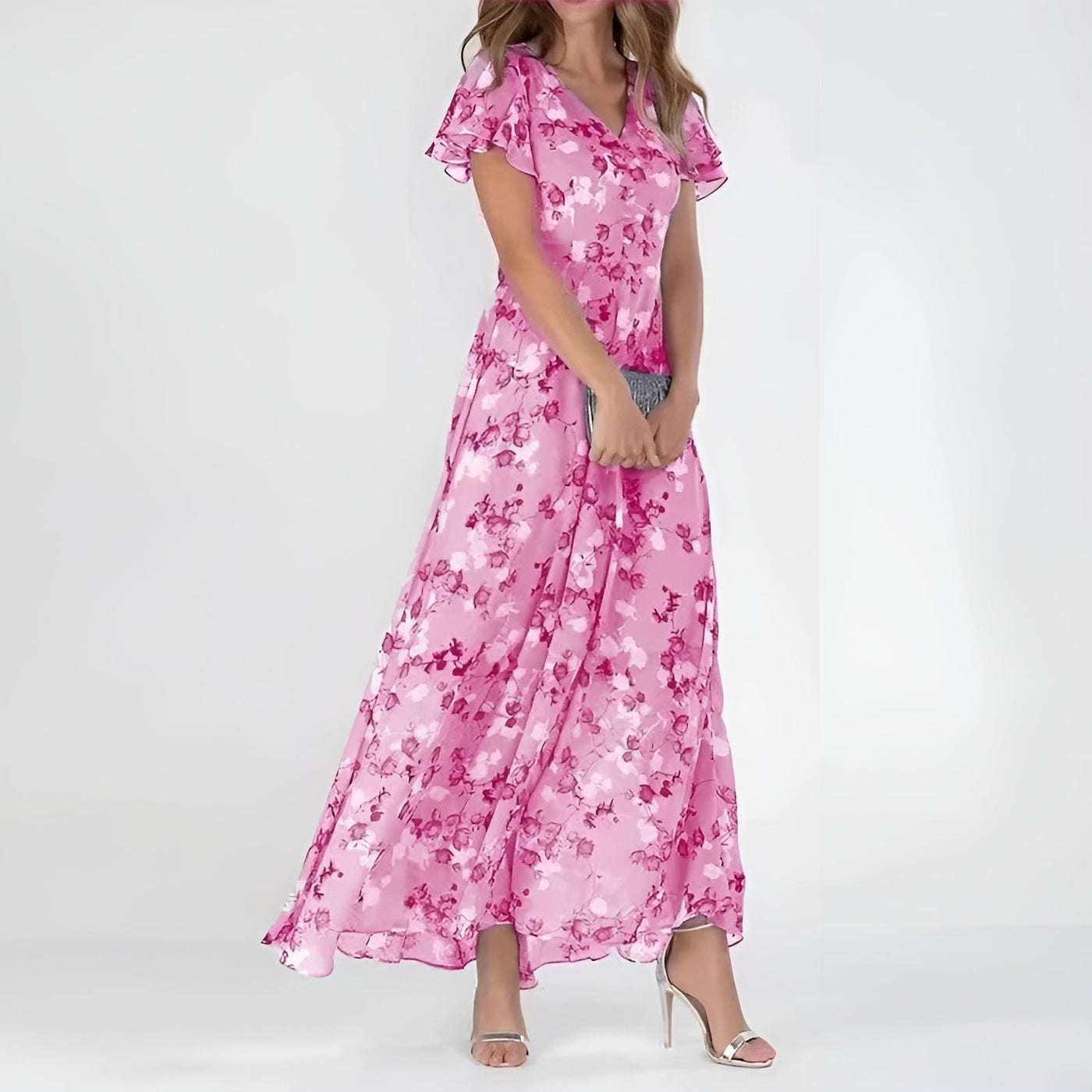 Rozalia | Élégant robe maxi à fleurs avec manches évasées