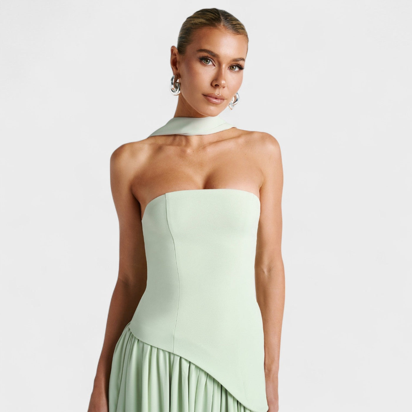 Robe Maliyah - Coupe Asymétrique Menthe