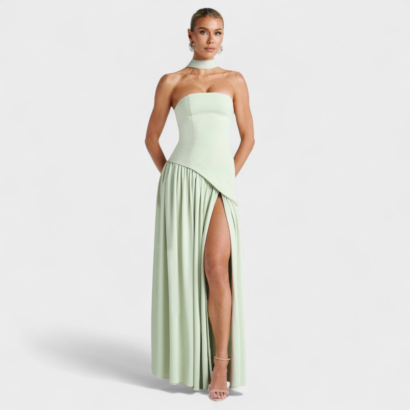 Robe Maliyah - Coupe Asymétrique Menthe
