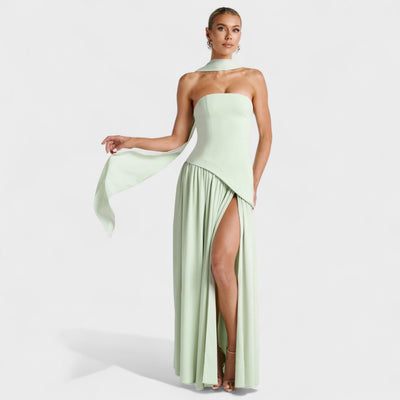 Robe Maliyah - Coupe Asymétrique Menthe