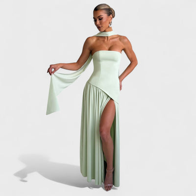 Robe Maliyah - Coupe Asymétrique Menthe