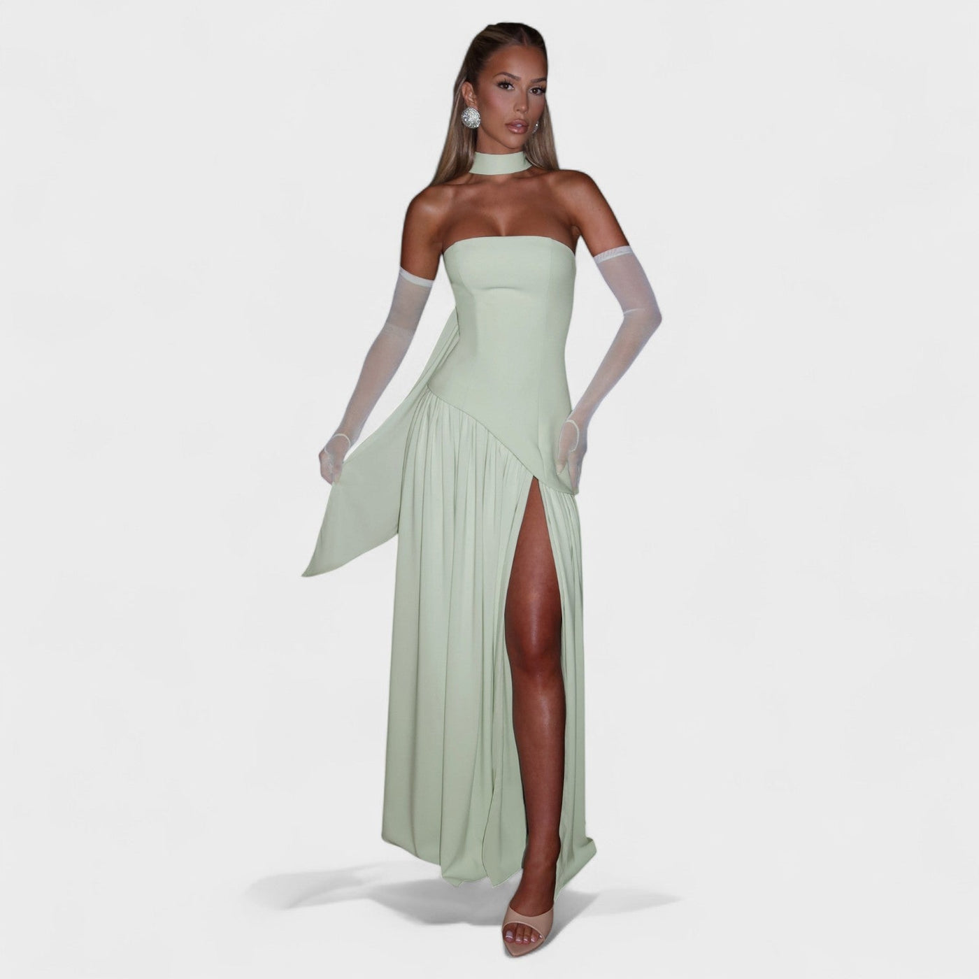 Robe Maliyah - Coupe Asymétrique Menthe