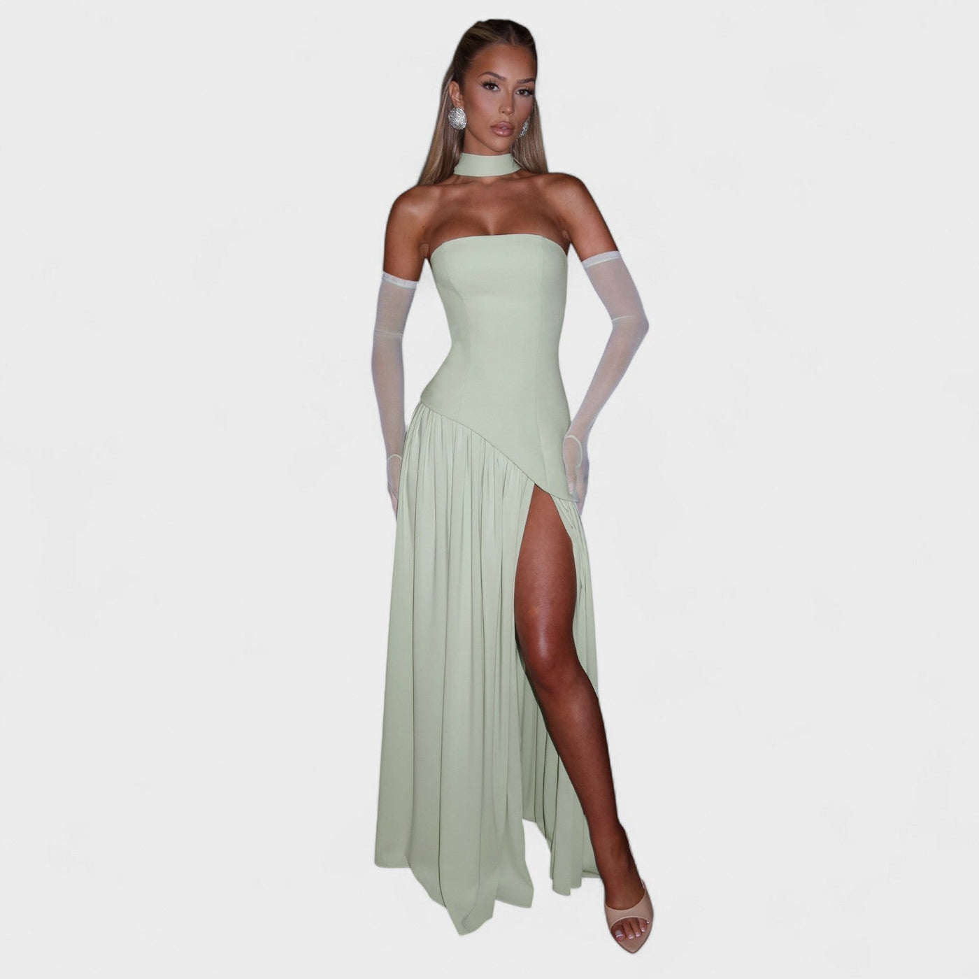 Robe Maliyah - Coupe Asymétrique Menthe