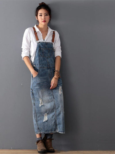 Romilly - Robe salopette en denim déchiré