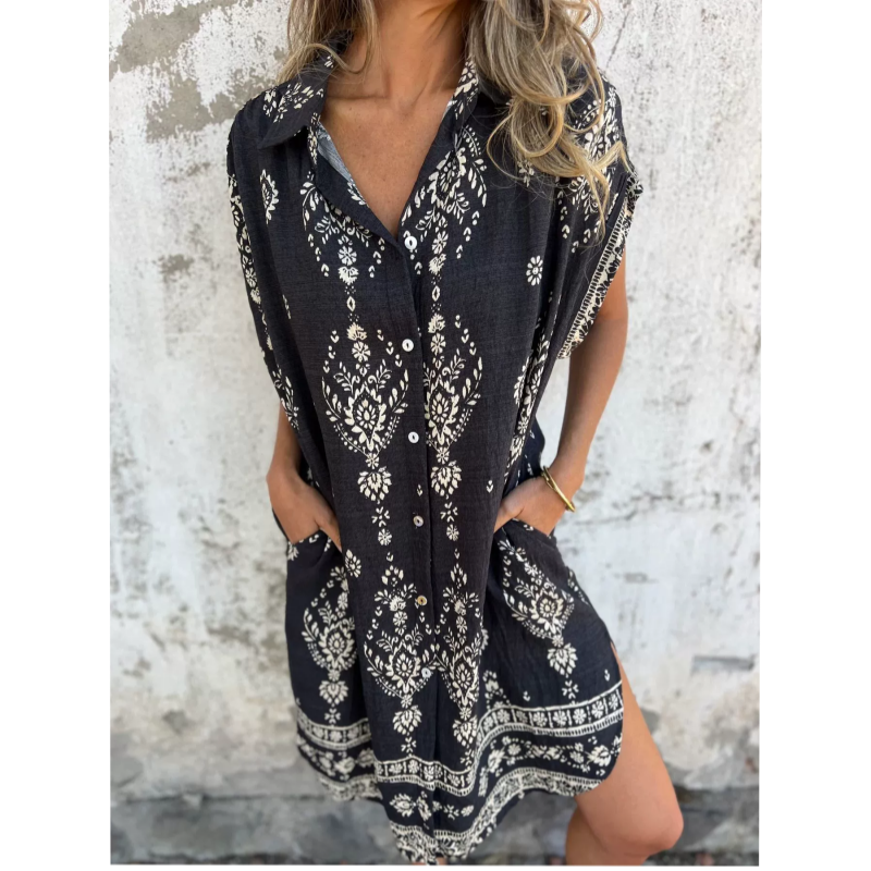 Sabina | Robe Chemise Midi Style Bohème