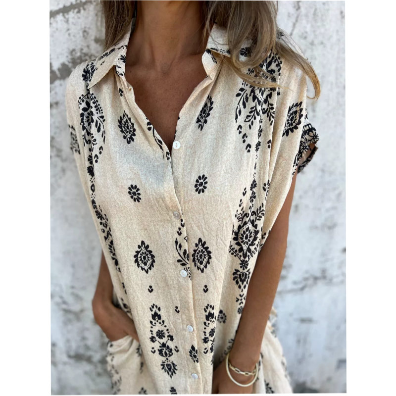 Sabina | Robe Chemise Midi Style Bohème