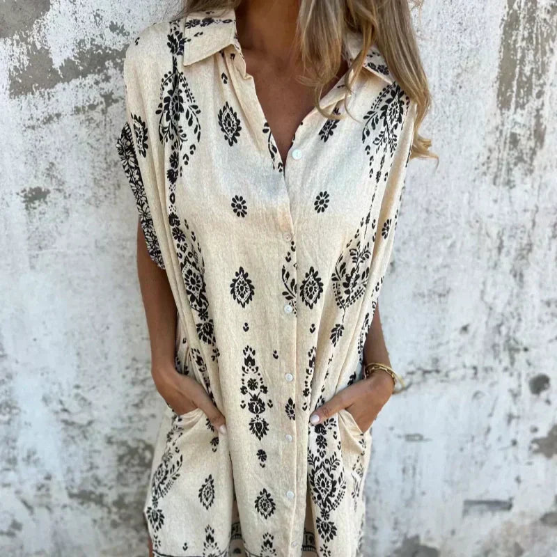 Sabina | Robe Chemise Midi Style Bohème